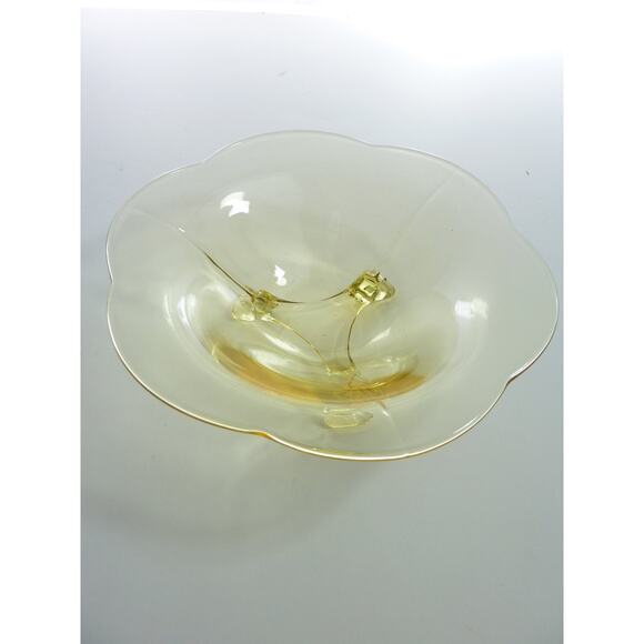 Vintage Lancaster Jubilee yellow Glass Candy dish, footed - Picture 1 of 5